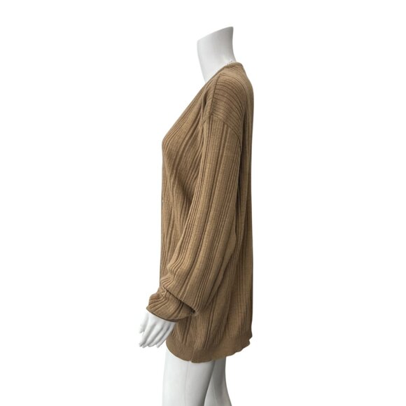Saks Fifth Ave Brown Camel Knit Cardigan V-Neck Sweater size XXL - Picture 5 of 7